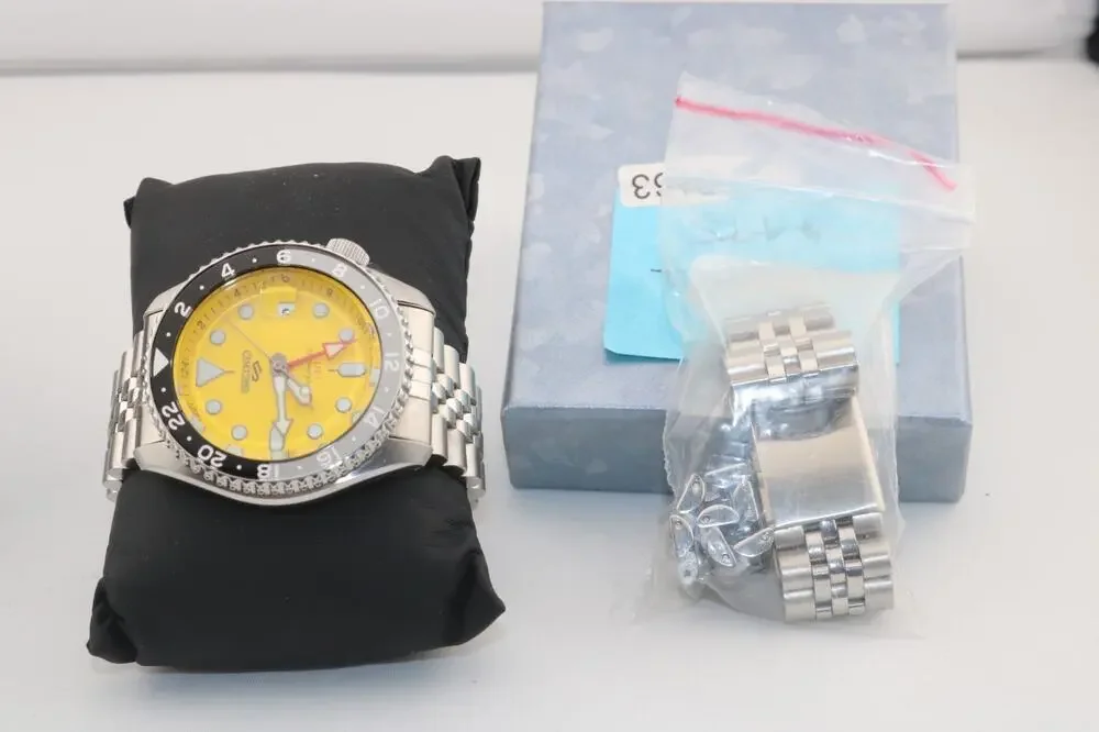 Seiko 5 Sport Automatic GMT Steel Band Yellow Dial Watch SSK017 Made In Japan